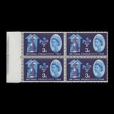 Great Britain 1962 (MNH) 3d NPY ordinary block with Kent flaw