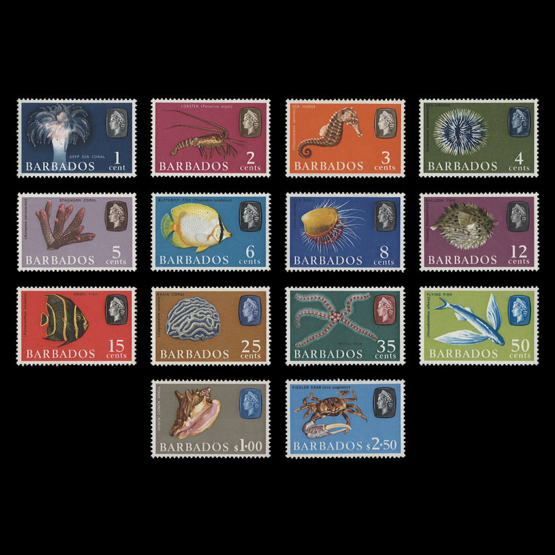 Barbados 1965 (MNH) Marine Life Definitives, upright watermark