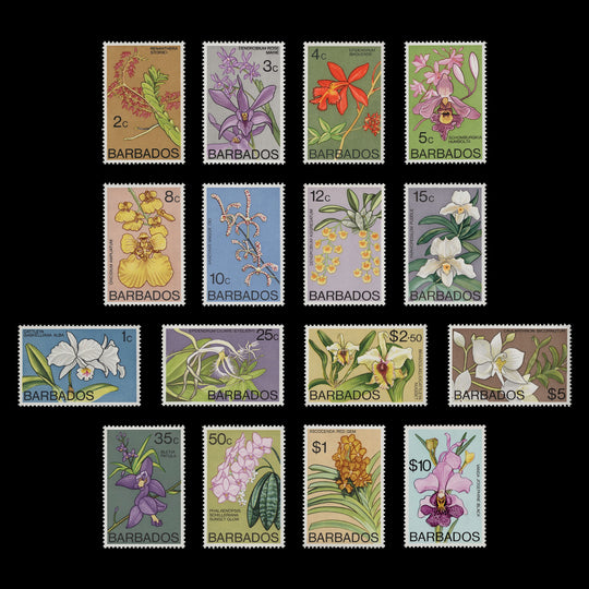 Barbados 1974 (MNH) Orchid definitives, St Edward's crown watermark