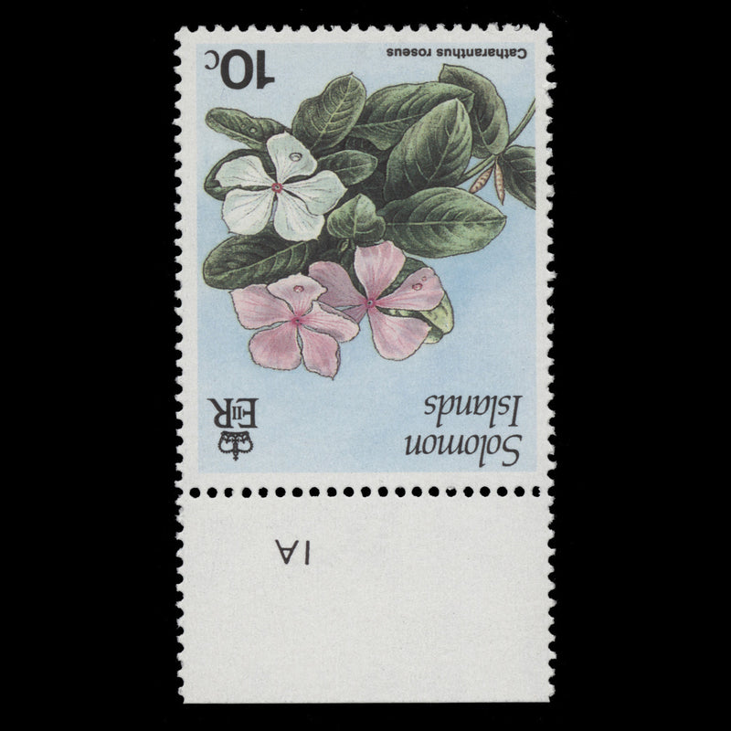 Solomon Islands 1987 (Variety) 10c Catharanthus Roseus with inverted watermark