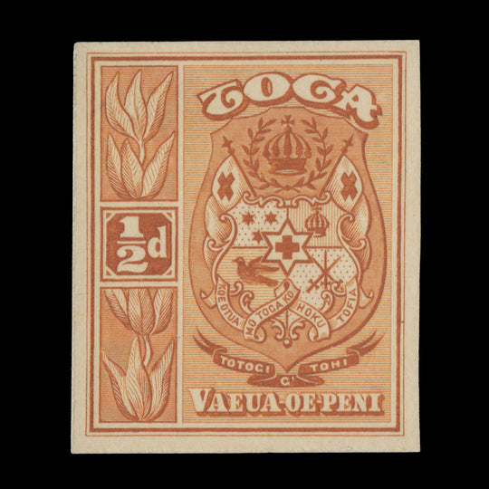 Tonga 1922 Arms imperf single in orange
