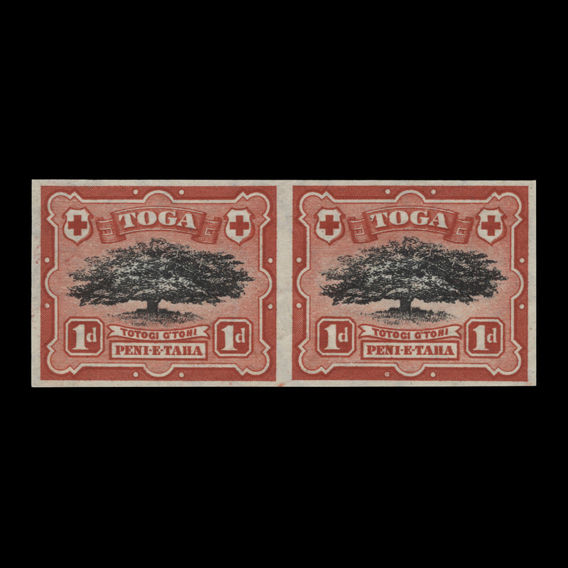 Tonga 1897 Ovava Tree imperf proof pair, inverted watermark