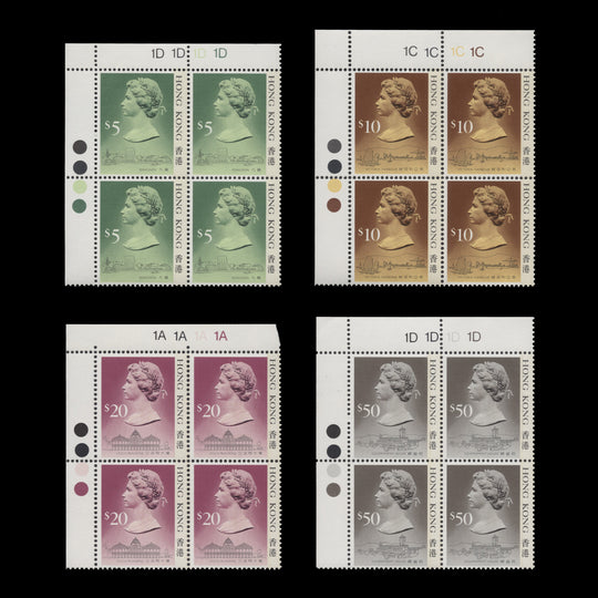 Hong Kong 1988 (MNH) High Value Definitives plate blocks, type II