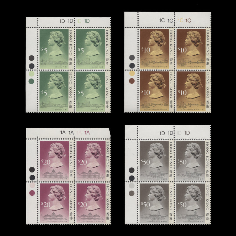 Hong Kong 1988 (MNH) High Value Definitives plate blocks, type II