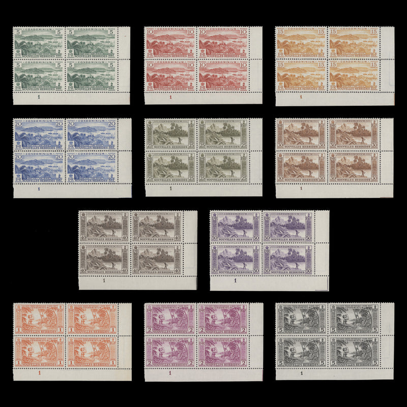 Nouvelles Hebrides 1957 (MNH) Definitives plate 1 blocks