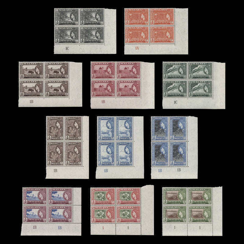 Malacca 1957 (MNH) Definitives plate blocks