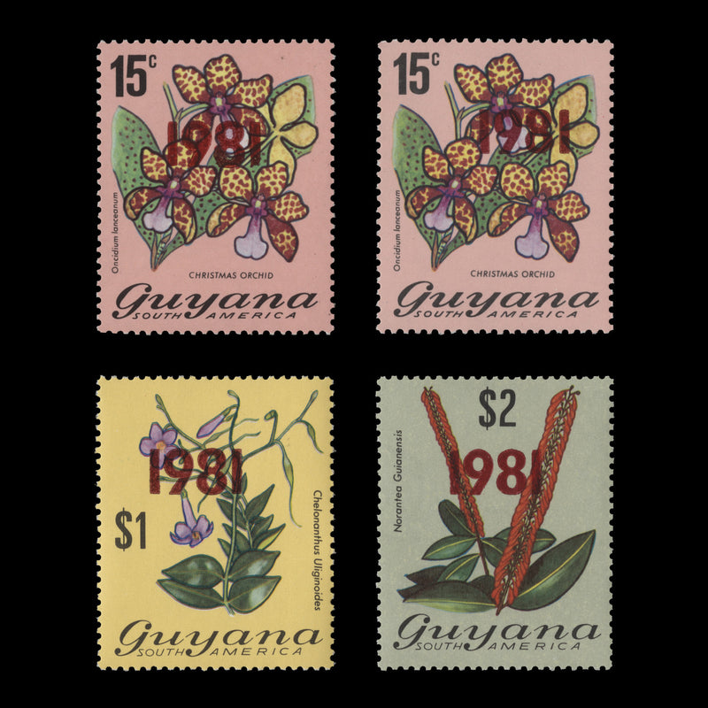 Guyana 1981 (MNH) Provisionals with '1981' overprint in red
