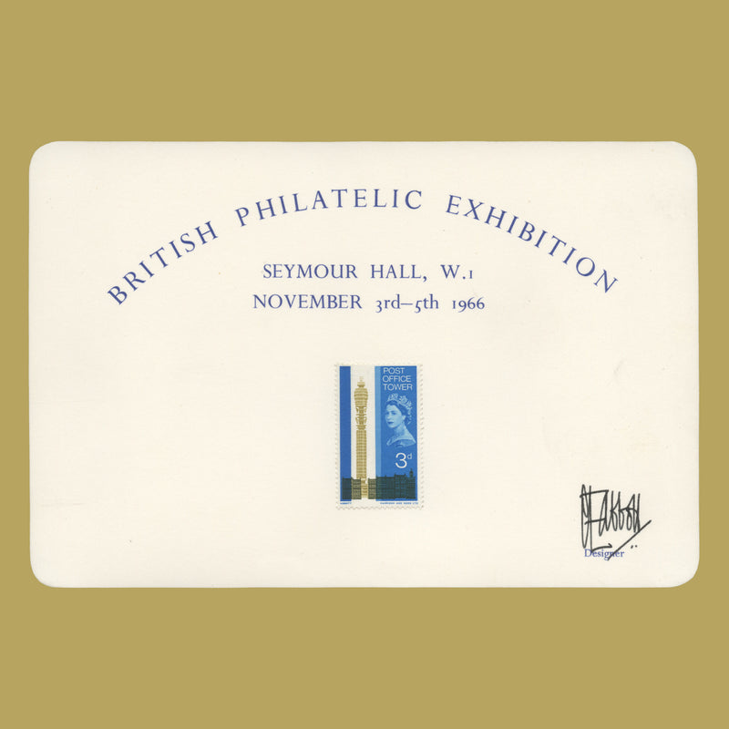 Great Britain 1965 Post Office Tower presentation card signed by designer