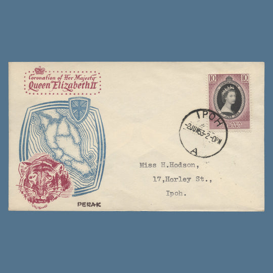 Perak 1953 (FDC) 10c Coronation, IPOH