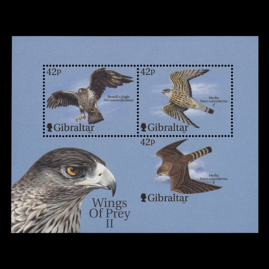 Gibraltar 2000 (Variety) Wings of Prey II miniature sheet with one stamp imperf