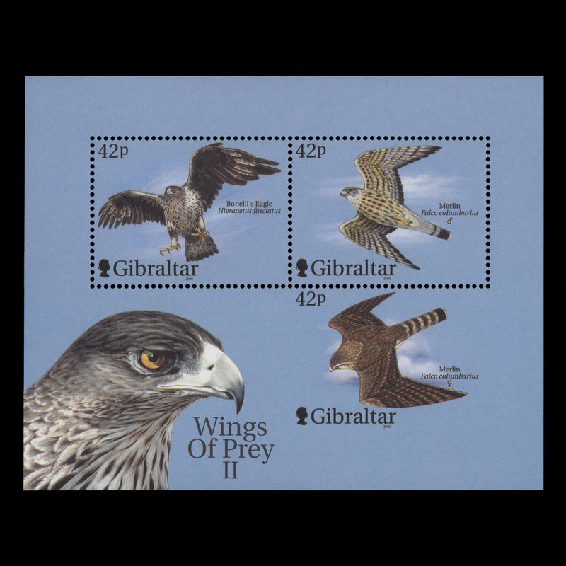 Gibraltar 2000 (Error) Wings of Prey II miniature sheet with one stamp imperf