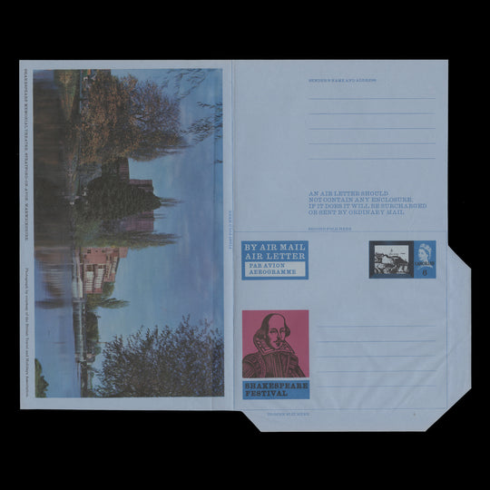 Great Britain 1964 (Unused) 6d Shakespeare Festival CANCELLED air letter