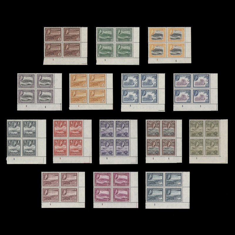 Antigua 1953 (MNH) Definitives plate blocks