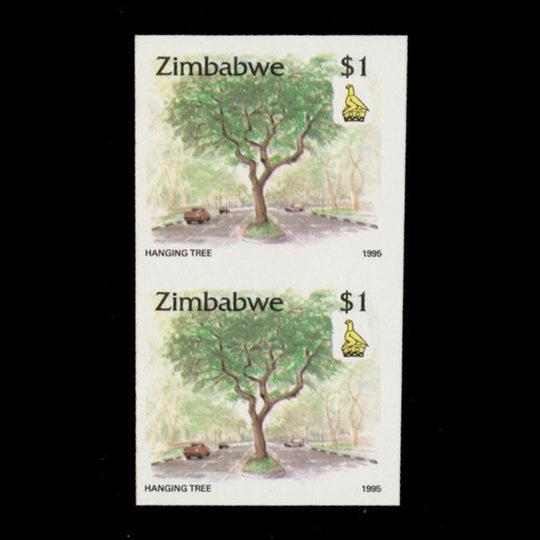 Zimbabwe 1995 (Variety) $1 Hanging Tree imperf pair