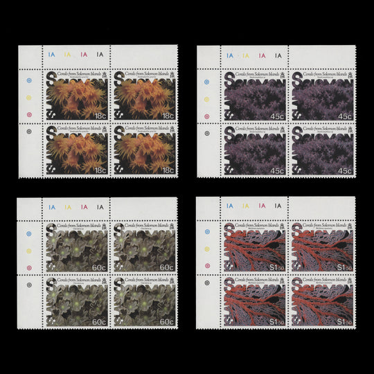 Solomon Islands 1987 (MNH) Corals traffic light/plate blocks