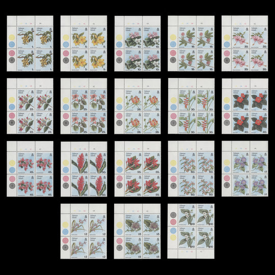 Solomon Islands 1987 (MNH) Flowers Definitives plate blocks