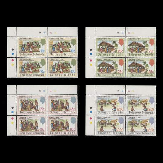 Solomon Islands 1991 (MNH) Christmas traffic light/plate blocks