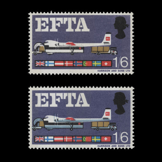 Great Britain 1967 (Variety) 1s6d EFTA phosphor missing blue-grey