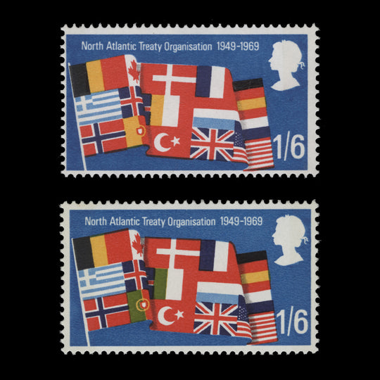 Great Britain 1969 (Variety) 1s6d Anniversaries missing green