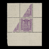 New Zealand 1968 (Variety) $4 Arms postal fiscal block with offset