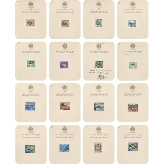 Jamaica 1964 Definitives imperf proofs on presentation cards