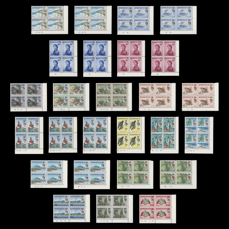 Dominica 1963 (MNH) Definitives plate blocks
