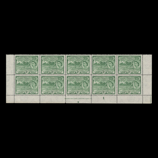 St Christopher Nevis Anguilla 1954 (MNH) 2c Warner Park plate 1 block, Waterlow