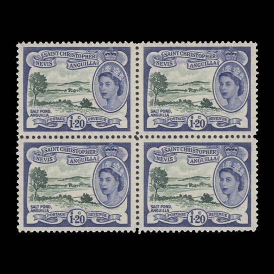 St Christopher Nevis Anguilla 1954 (MNH) $1.20 Salt Pond block, Waterlow
