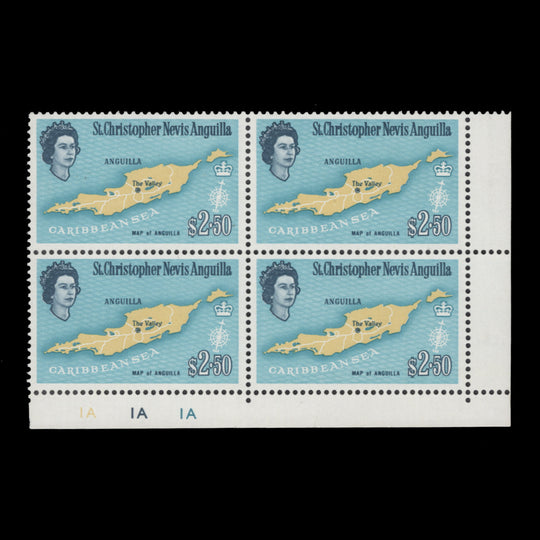 St Christopher Nevis Anguilla 1963 $2.50 (MNH) Map of Anguilla plate block