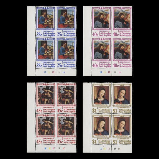 St Christopher Nevis Anguilla 1975 (MNH) Christmas plate blocks