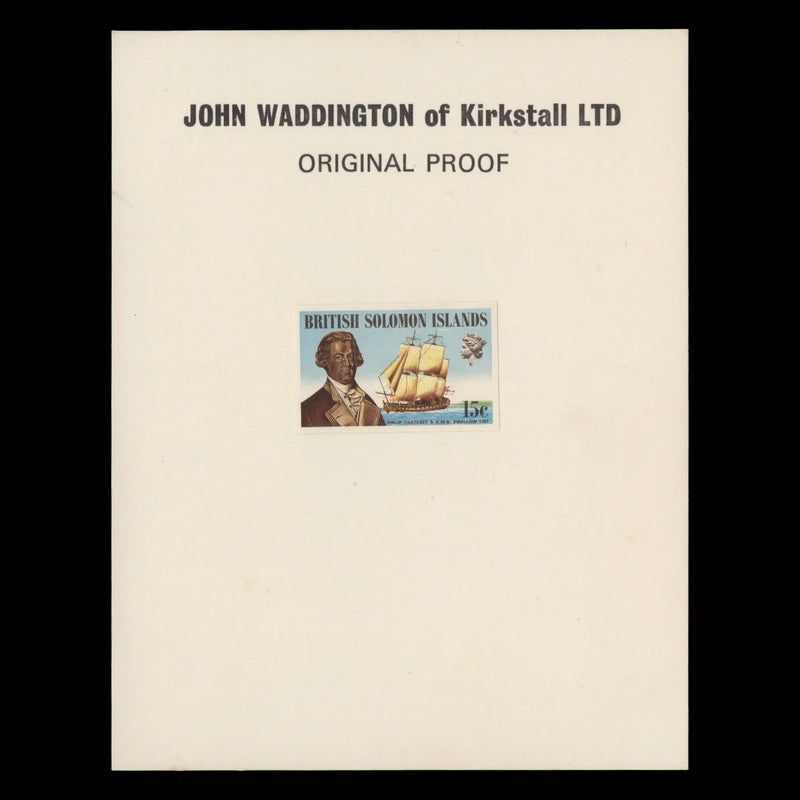 Solomon Islands 1972 Ships & Navigators original proof on presentation card