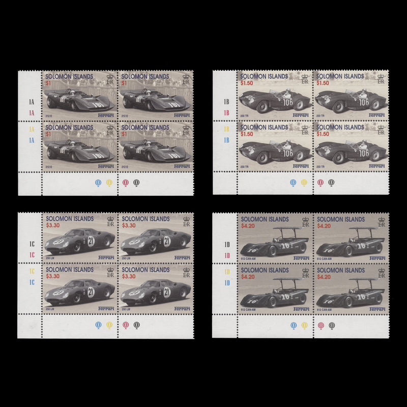 Solomon Islands 1999 (MNH) Enzo Ferrari Birth Centenary plate blocks