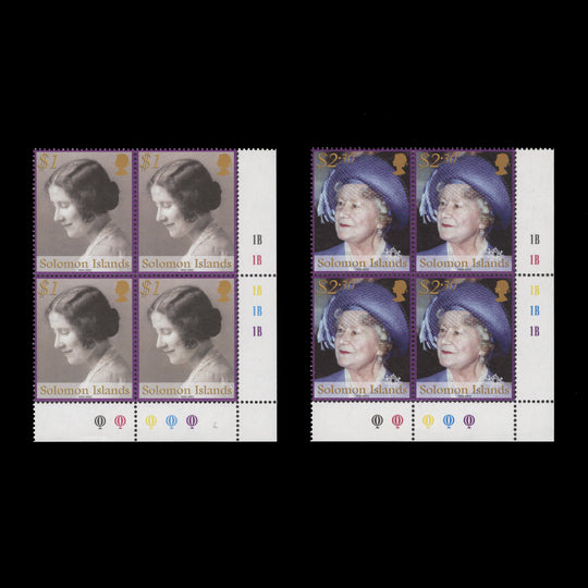 Solomon Islands 2002 (MNH) Queen Mother Commemoration plate blocks