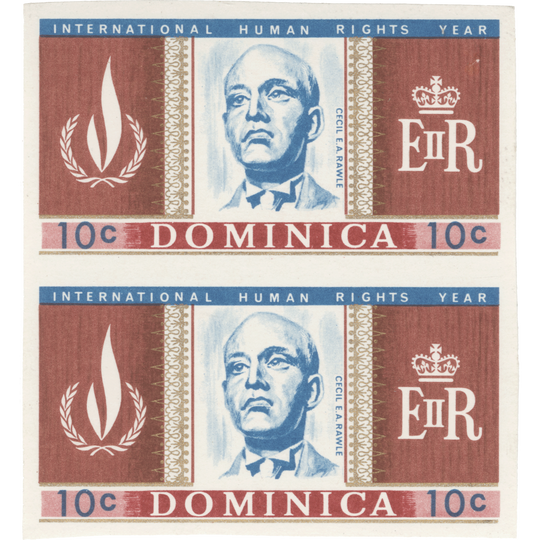 Dominica 1968 (Variety) 10c Human Rights Year imperf pair