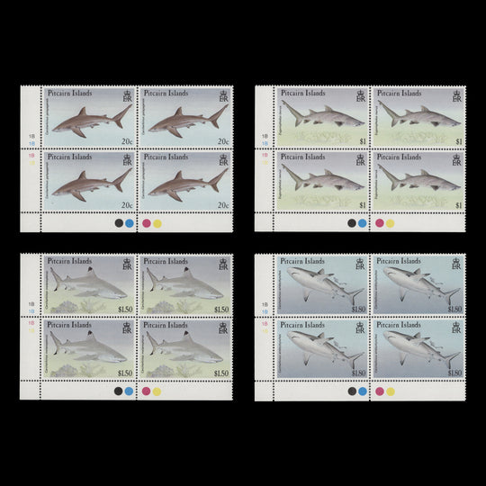 Pitcairn Islands 1992 (MNH) Sharks traffic light/plate 1B–1B–1B–1B blocks