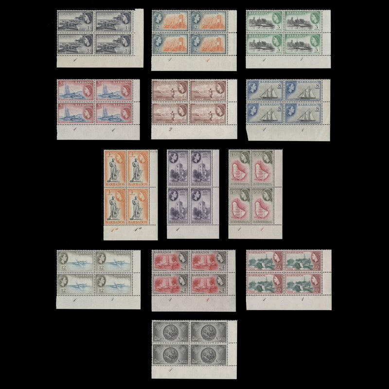 Barbados 1953 (MNH) Definitives plate blocks