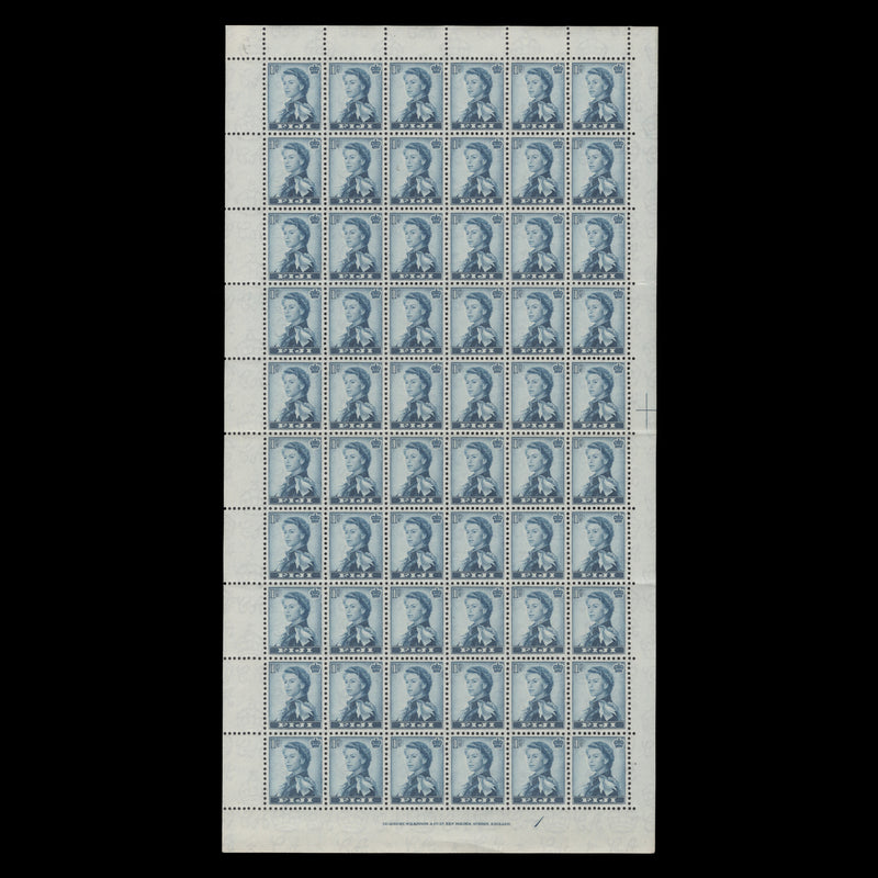 Fiji 1956 (MNH) 1d Queen Elizabeth II pane of 60 stamps