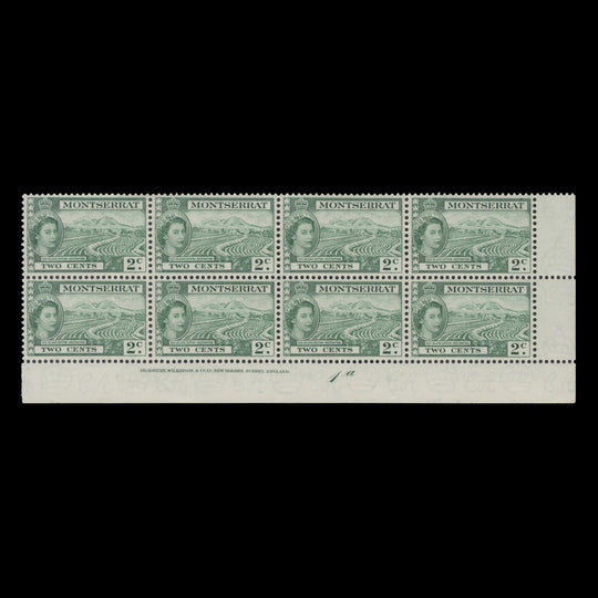 Montserrat 1953 (MNH) 2c Sea Island Cotton Cultivation imprint/plate 1a block