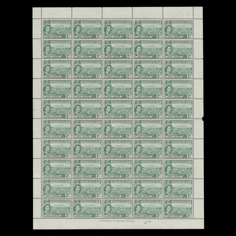 Montserrat 1964 (MNH) 2c Sea Island Cotton Cultivation pane of 50 stamps