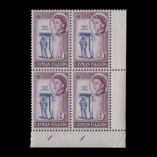 Cayman Islands 1962 (MNH) 9d Angler with Kingfish plate 1–1 block