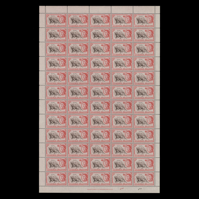 Cayman Islands 1962 (MNH) 1s Iguana pane of 60 stamps
