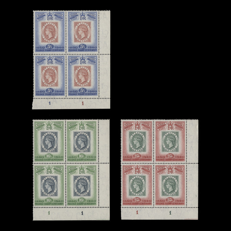 Saint Lucia 1960 (MNH) Stamp Centenary plate 1–1 blocks