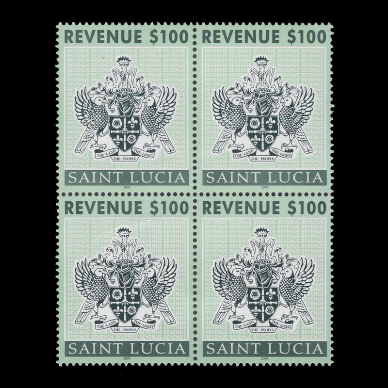 Saint Lucia 2005 (MNH) $100 Arms Revenue block