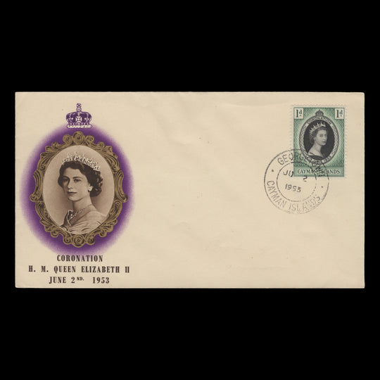 Cayman Islands 1953 (FDC) 1d Coronation, GEORGETOWN