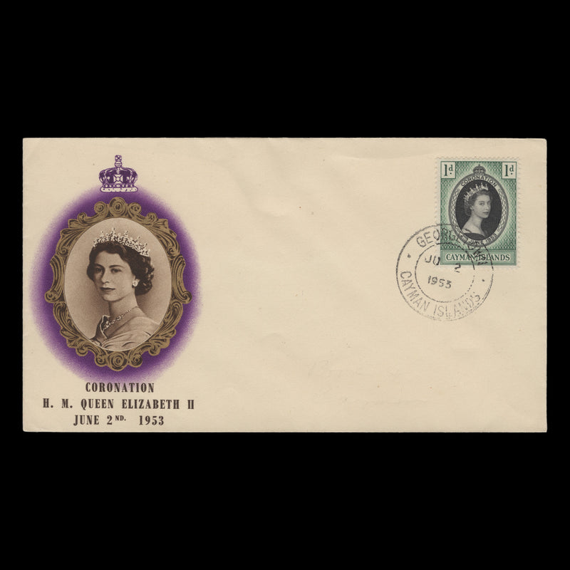 Cayman Islands 1953 (FDC) 1d Coronation, GEORGETOWN