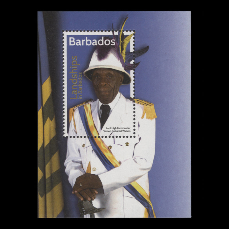 Barbados 2016 (Error) $5 Landships miniature sheet missing value