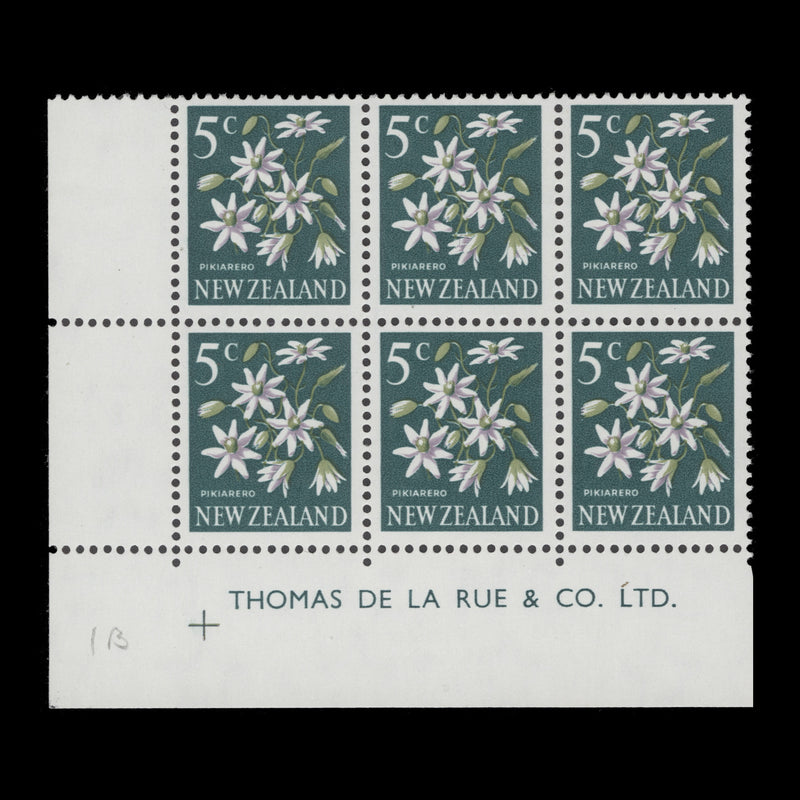 New Zealand 1967 (MNH) 5c Pikiarero imprint block