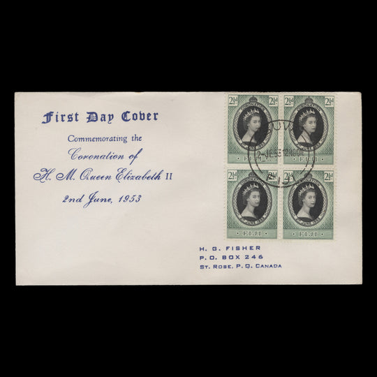 Fiji 1953 (FDC) 2½d Coronation block, SUVA