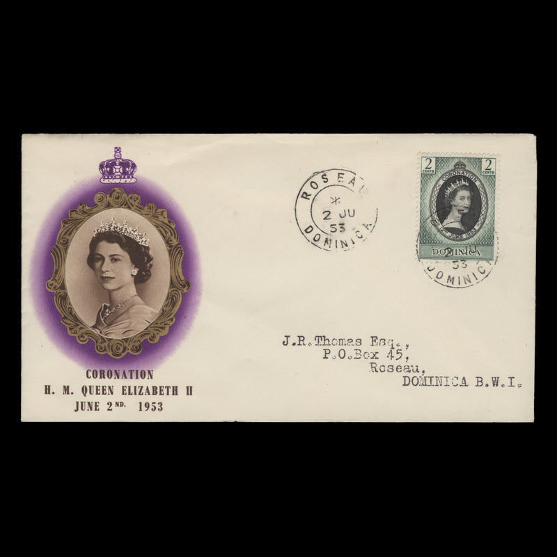 Dominica 1953 (FDC) 2c Coronation, ROSEAU