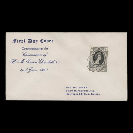 Ascension 1953 (FDC) 3d Coronation